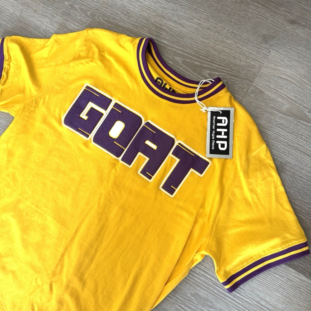 NWT Another Hype Piece AHP Yellow Purple GOAT Lakers Basketball T Shirt Size‎ M